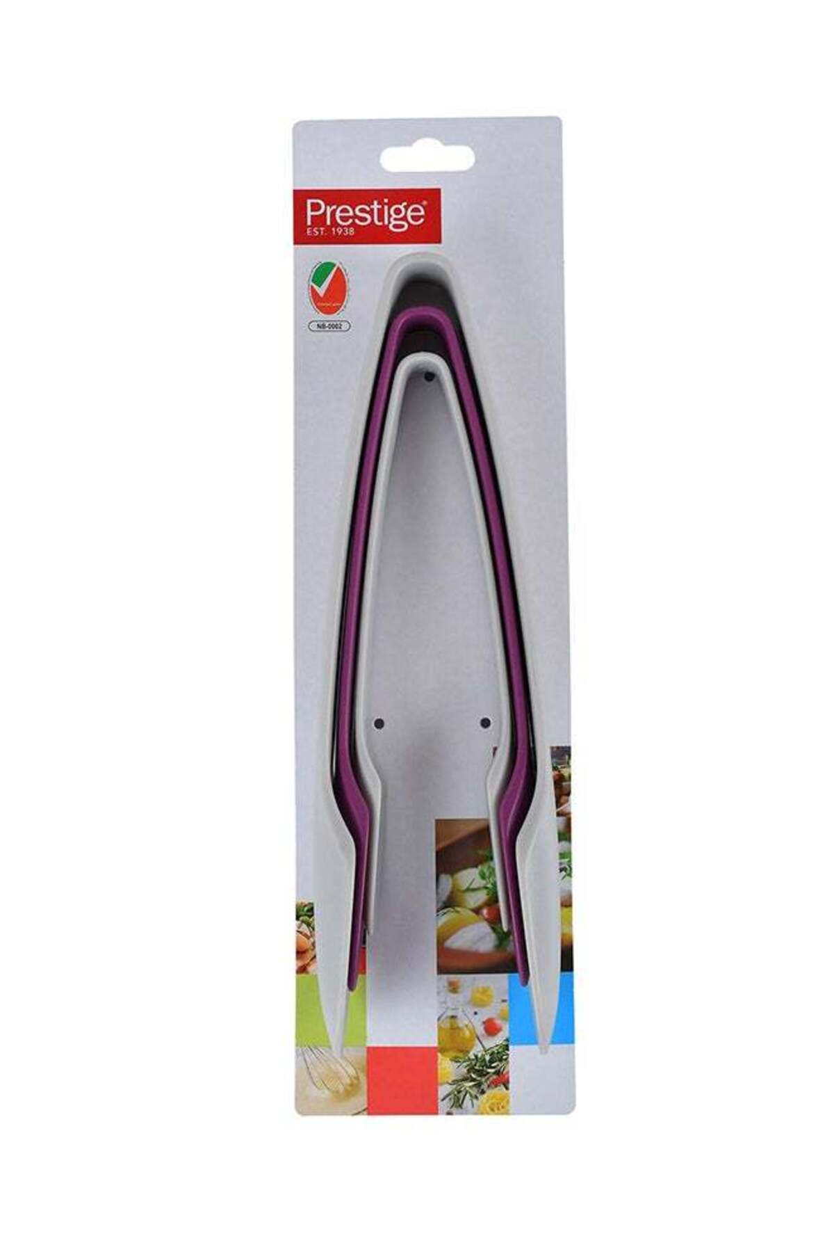 3-Piece Plastic Tongs Grey/Purple