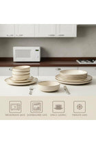Stoneware NIO 12 Pc Dinner Set, Beige | Rustic Speckled Dinnerware Set for 4 People