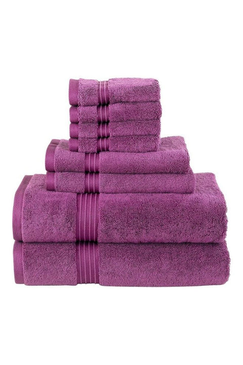 Bliss Casa 8-Piece Towel Set, 100% Combed Cotton 550 GSM, Quick Dry, Highly Absorbent, Soft Hotel Towels for Bath And Spa, Plum