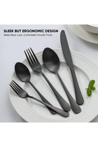 24-Piece Matte Black Silverware Set with Steak Knives for 4, Stainless Steel Flatware
