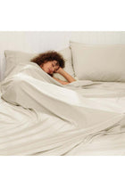 3 Piece 60% Rayon Derived from Bamboo 40% Polyester Cooling Twin Bedding Sheet Set, Natural Beige