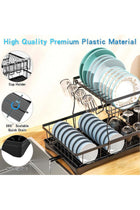 2 Tier Foldable Dish Drying Rack with Utensil Holder & Cutting Board Holder & Drainboard Tray,