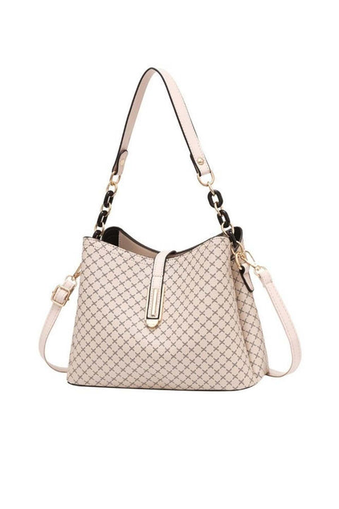 PU Leather Handbag Large Capacity Shoulder Bag for Women Beige