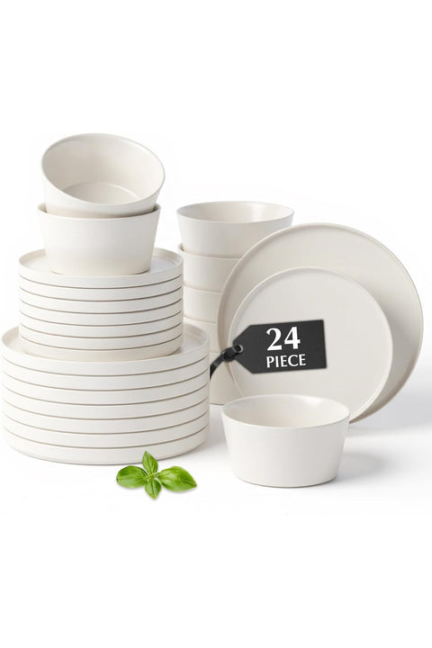 - Dinnerware Sets for 8/24-Piece Modern Stoneware Dish Set/Tableware – Dishwasher and Microwave Safe – Luxe Collection
