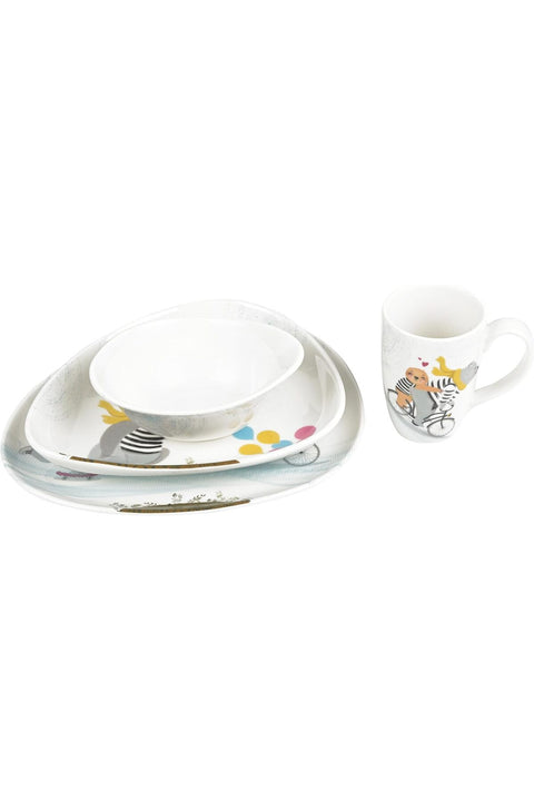 Bearland Fun Kids Boy Dinner Plate Set 4 Pcs | 4-Piece Dinner Set for Kids | Porcelain Tableware for Children | With Gift Boxed (For Boys)