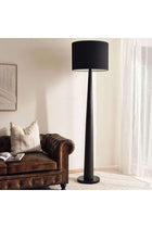 Black Floor Lamp with Jute Shade