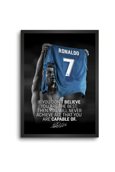 Ronaldo Best Quotes Wall Decoration Art Framed Poster, 8 Inch X 12 Inch, Matt Laminated Poster With 0.5 Inch Black Wooden Frame