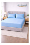 3-Piece Striped Microfiber Fitted Sheet Set Super King 200x200cm, Sky Blue