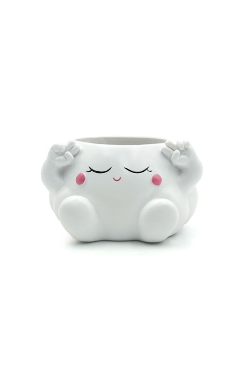 Marketplace Beram Clouds Design Flower Pot Victory Polyresin Cute Smiling Cloud Peace Pose Succulent Planter Decorative Mini Vase Indoor Outdoor Home Office Desk Decor Pen Pencil Holder Propagator Kit
