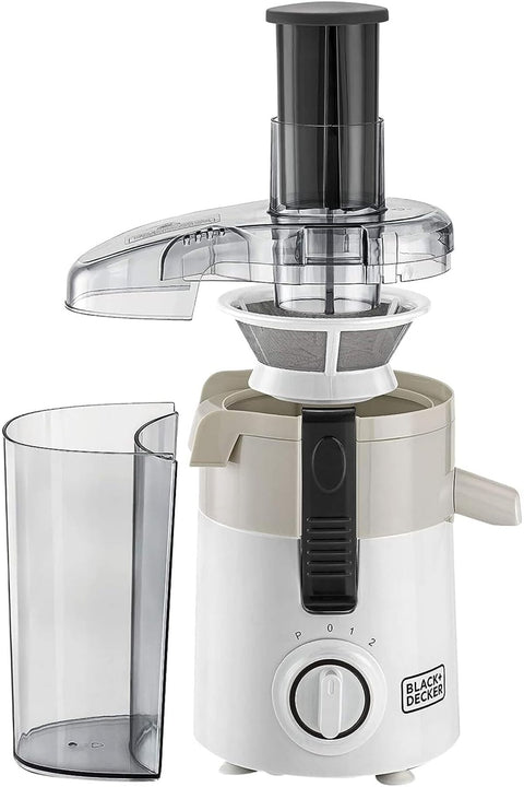 Black+Decker 250W Juicer Extractor with Large Feeding Chute, White