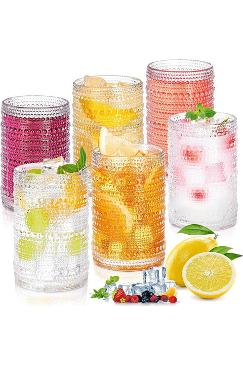 Drinking Glasses, Hobnail Highball Glasses, 6 Pack, 410ml