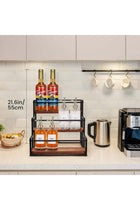 3 Tier Wood Coffee Syrup Rack, Syrup Holder Stand, Metal Coffee Station, Spice Storage Shelves, Kitchen Storage Rack, Home Diplay Rack, Countertop Rack for 12 Bottles Syrup Syrup