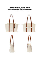 Sunflower Tote Bag | 14-inch Laptop Fit | Premium Vegan Leather | Water-Resistant | Beige