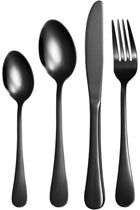 Silverware Set for 6, 24 Pieces Flatware Cutlery Set Stainless Steel Dinnerware (Black)