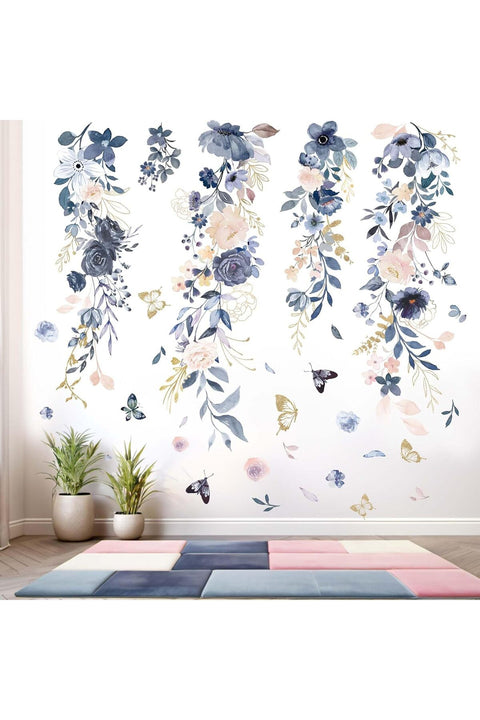 Watercolor Flower Wall Stickers for Girls: Peel and Stick Wall Decals for Baby Nursery Girl Bedroom - Ages 1-12 Years Vinyl Decor