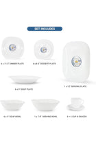 38 Piece Opalware Dinner Set with Plates, Bowls, Cups & Saucers
