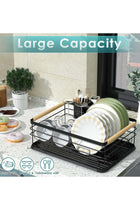 Dish Drying Rack ,Kitchen Sink Organizer Anti Rush Dish Rack for Bowl,Plates,Utensil,Cutlery and Cup,Shelf Storage Holder for Home and Kitchen 43 x 30.5 x 14 cm (Black)