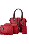 4-Piece Double Zipper Bags Red