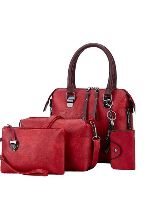 4-Piece Double Zipper Bags Red