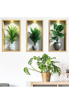 3-Pack 3D Plant Wall Stickers,Wall Stickers Living Room, 3D Wall Art for Hallway and Stairs, Peel and Stick Wall Decals Mural Hallway Decor Bedroom Kitchen Wallpaper Backdrop Self-Adhesive Removable
