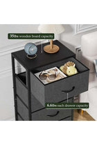 4-Drawer Dresser Vertical Storage Tower Fabric Dresser for Bedroom, Hallway, Entryway, Closet Organizer, Nightstand Bedside Table Furniture,Wooden Top (4-Tier, Black)