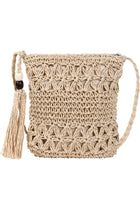 Summer Straw Bag for Women, Handmade Weave Crossbody With Zipper Closure, Bohemian Style Shoulder Purse With Tassel, Single Strap Woven Beach Bag for Travel