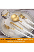 BuyOn Cutlery Set 24 Pieces Stainless Steel Tableware Dinner Mirror Polished for 6 (GOLD & WHITE)