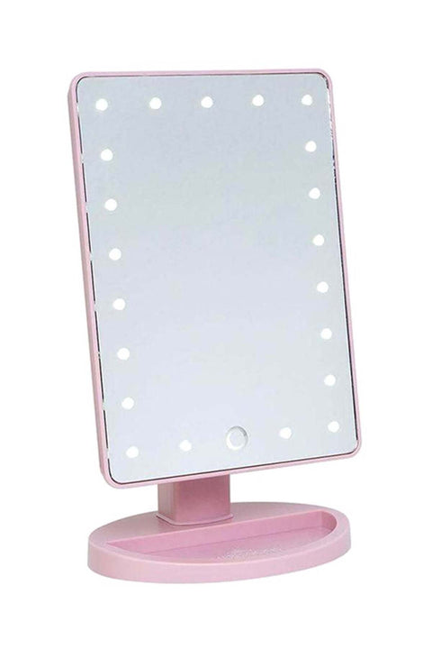 LED Light Makeup Countertop Vanity Mirror Pink 30 x 15cm