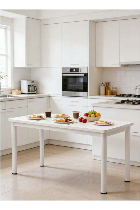 120x58x75cm Multifunctional Large Desk for Living Room, Bedroom, Study - White Rectangular Desk for Dining, Makeup and Working, Simple Fashion Dining Table & Office Computer Desk