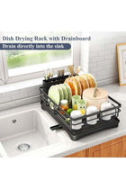 MostNow Dish Drying Rack, Stainless Steel Dish Rack for Kitchen Counter, Large-Capacity Dish Drainer with Cutlery Holder, Kitchen Organizer for Dishes, Spoons and Forks