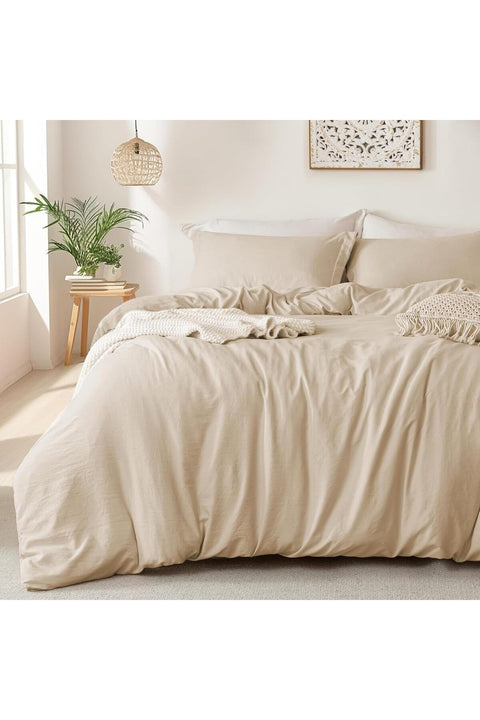 MUSA MUSA® 3-Piece Duvet Cover Set | 100% Cotton Bedding Set with 1 Duvet Cover & 2 Pillow Shams