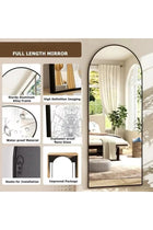 Arched Full-Length Floor Mirror Large Black Frame Dressing Mirror for Bedroom & Living Room (180X100cm)