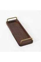 Coco Wooden Tray With Brass Handles, Set Of 2 - Brown