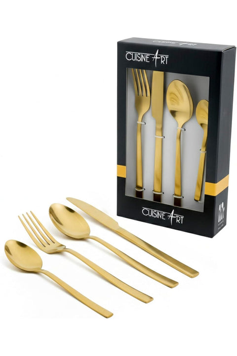 Claire 16-Piece Cutlery Set - Elegant Gold Stainless Steel Flatware