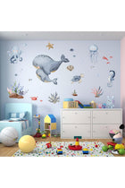 Ocean Animals Wall Decals - Under The Sea Marine Theme Wall Stickers - Girls Baby Nursery Kids Room Daycare Wall Decor