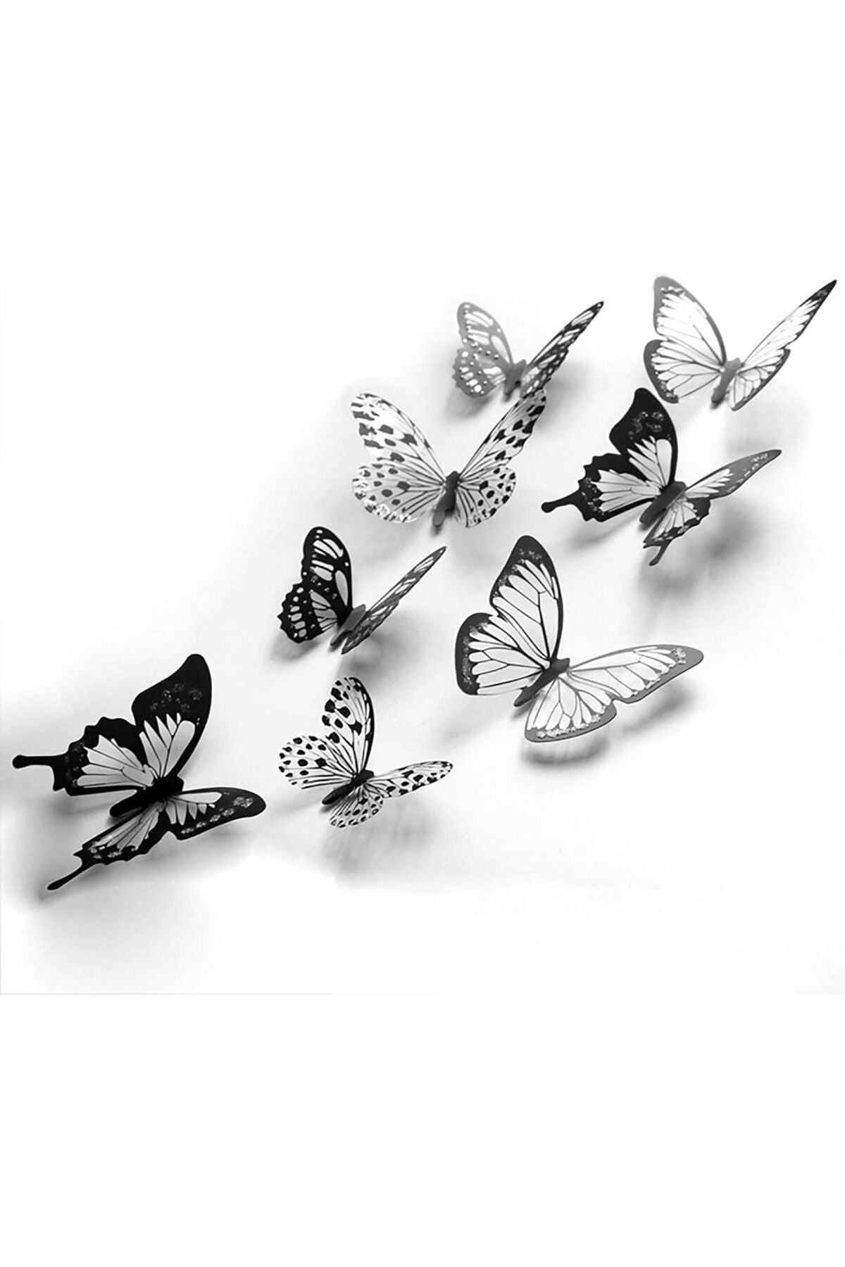 Butterfly Wall Stickers, 72 Pcs 3D Black and White Crystal Wall Decals, Household Creative 3D Double Layer Stereo Wall Sticker, DIY Home Decor Removable Sticker, Bedroom Window Arbitrary Stickers