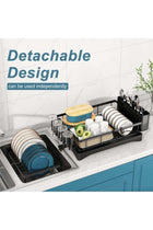 FALAHOM Large Dish Drying Rack for Kitchen Counter, Detachable Dish Drainer Organizer with Utensil Holder & Cup Holder & Drain Board & Cutting Board Holder, Large Capacity Dish Drainer