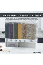 ® Multiple Dispenser, Food Dispenser, Cereal Wall-Mounted Grains Food Dispenser, Large Capacity, Space Saving 6-Grid Container, Pressed Out, Transparent Container, Adjustable Compartments.