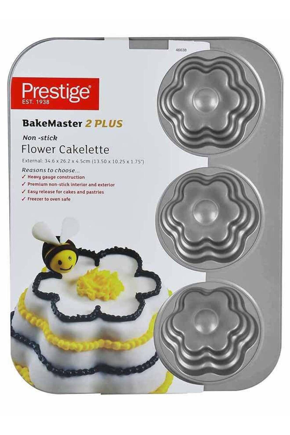 Bakemaster 2 Flower Cakelette Pan Grey 34.6 x 26.2 x 4.5cm