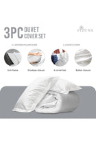Deluxe 100% Cotton Duvet Cover King Size 260x220 cm New White, 600 Thread Count Crispy Soft Long Staple Cotton Sateen Weave Quilt Cover with 2 Pillowcases (New White Bedding Set)