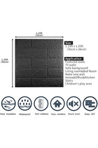 10 PCS Black 3D Wall Panels, 14.5 sq.feet Coverage, Printable Wallpaper Sticker with Self-Adhesive Waterproof Brick PE Foam Wall Panels Peel and Stick for Interior Wall Decor (Black)