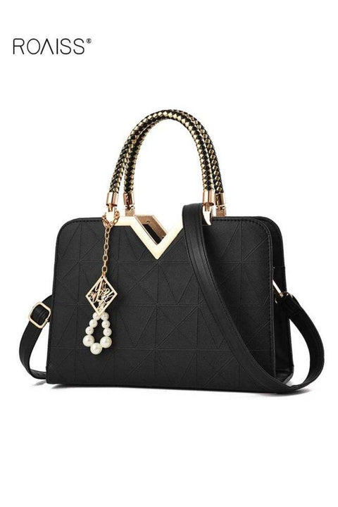 Women Stylish Handbag with Exquisite Pendant, Large Capacity Shoulder Bag with Adjustable Strap and Zipper Closure,