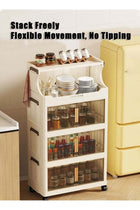 CozyNest 5-Tier Foldable Mobile Storage Cabinet, 65cm Wide Transparent Door Organizer, Rolling Snack Storage Rack for Living Room & Bedroom