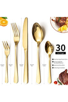 LAZAHOME 30-Piece Stainless Steel Mirror Polished Cutlery Set for 6, Gold Tableware, Dishwasher Safe