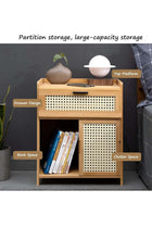Bedside Table Wooden Side Table Bedside Storage Cabinet with 1 Drawer and 1 Movable Door Storage Layer for Bedroom Living Room Office (42*31*50CM)