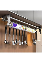 Wall Mount Knife Holder, Kitchen Utensil Hanger with 10 Hooks, 50CM Grey Storage Rack