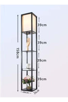 Modern Shelf Floor Lamp with Lamp Shade and LED Bulb Corner Display Floor Lamps with Shelves for Living Room Bedroom and Office Black
