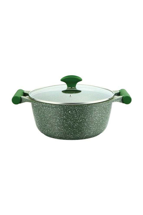 Granite Non-Stick Aluminium Sauce Pan With Lid Green/Clear