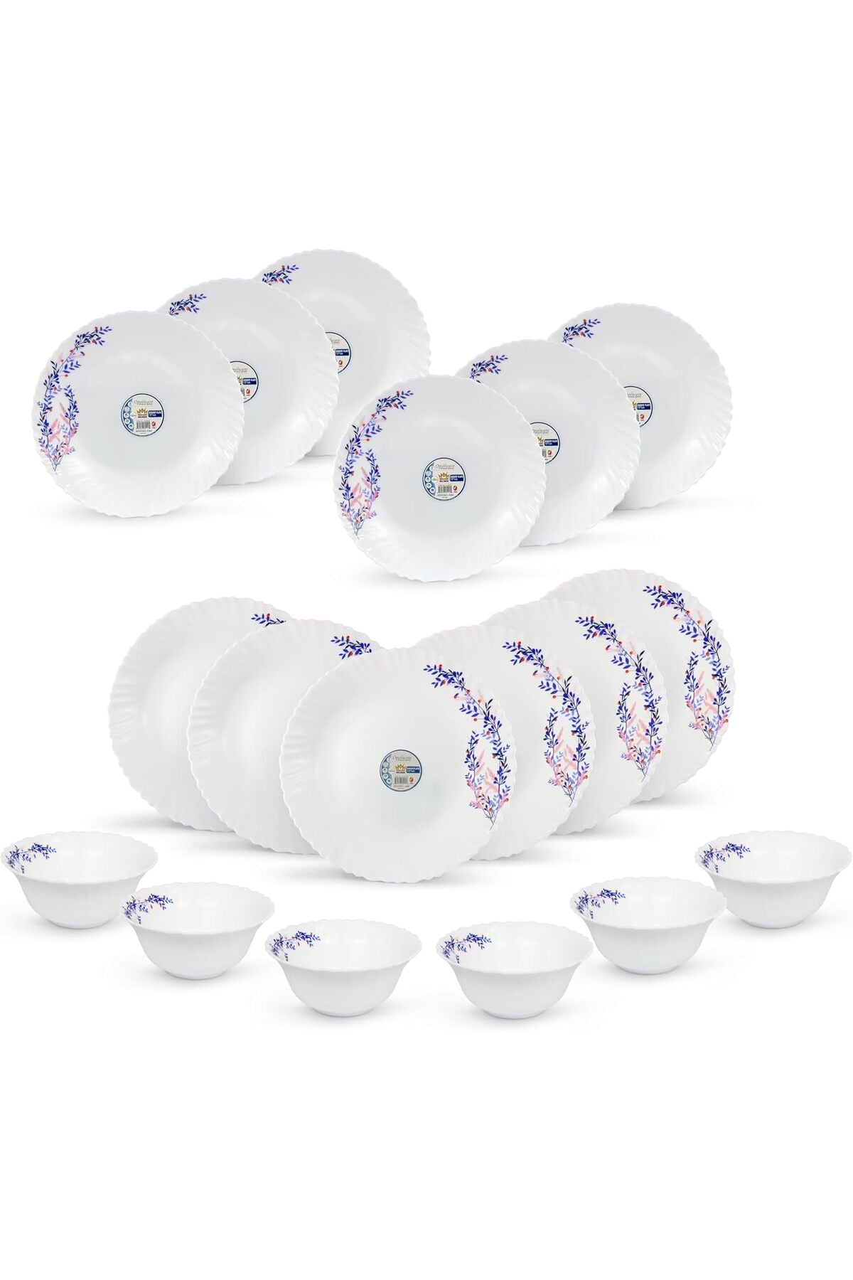 18 Pcs Opal ware Dinner Set Dinner plate, Dessert plate, Bowl Dishwasher & Microwave safe BPA Free Durable and Stylish for everyday use