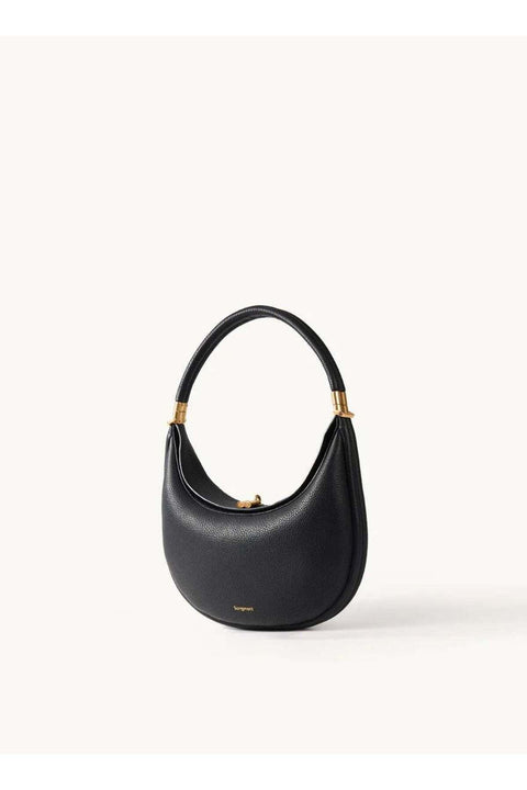 , Medium Moon Bend Bag Series, Head Leather, Large Capacity, Crescent Bag, Single Shoulder Underarm Bag - Black